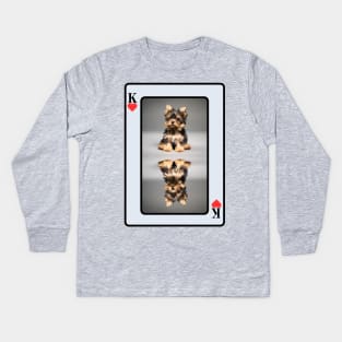 Yorkie King Of Hearts Kids Long Sleeve T-Shirt